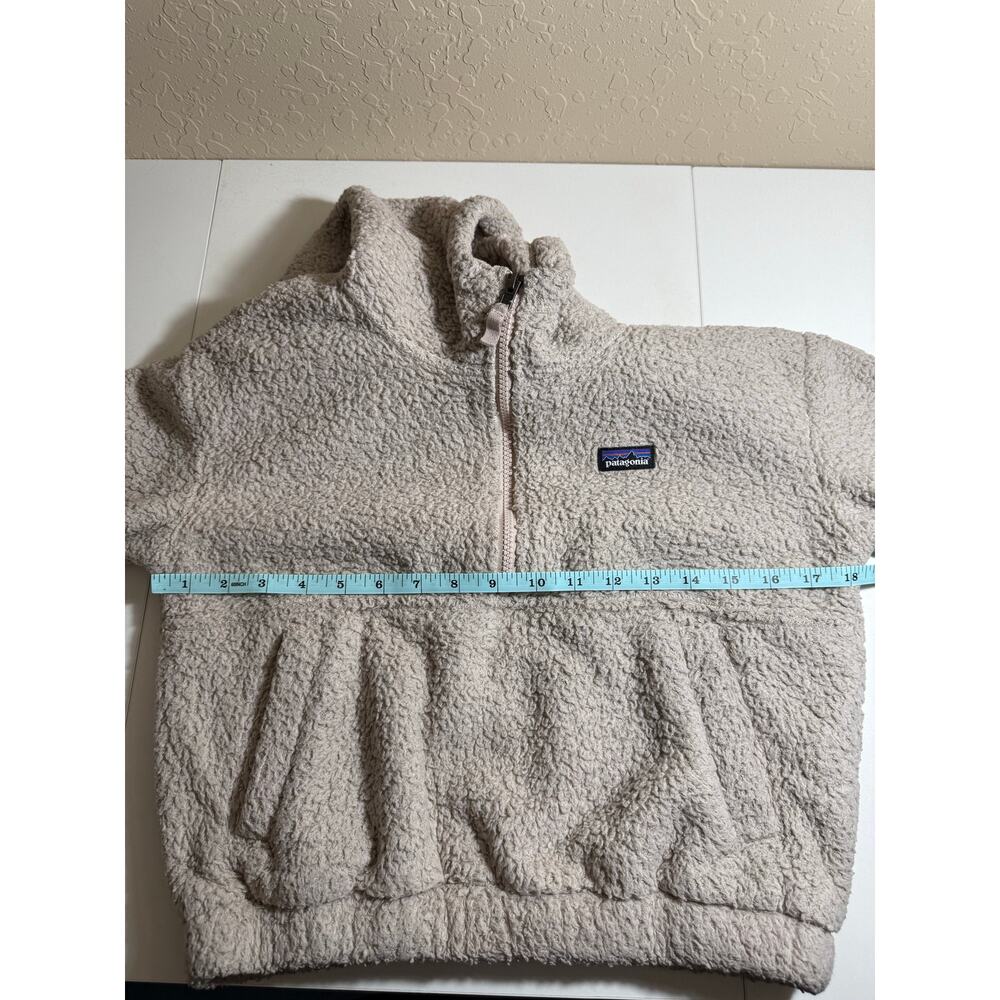 Patagonia Kids Hoodie Fleece Tan Quarter-Zip Sherpa Large - Picture 4 of 8